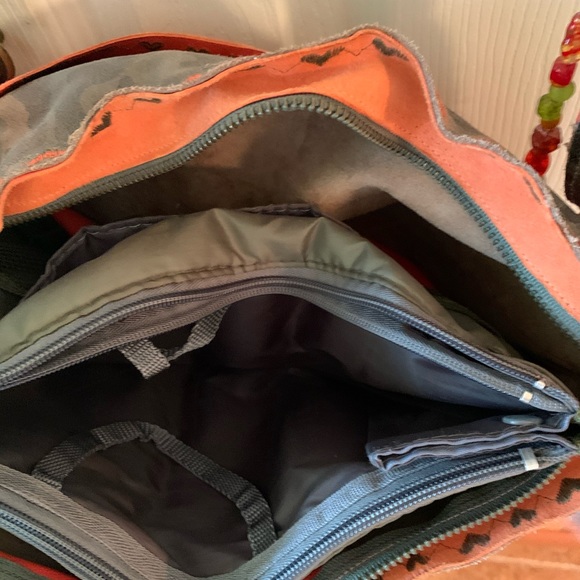 Camo /orange leather handmade BoHo bag - Picture 3 of 4